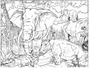 disegno di elefante con altri animali della giungla